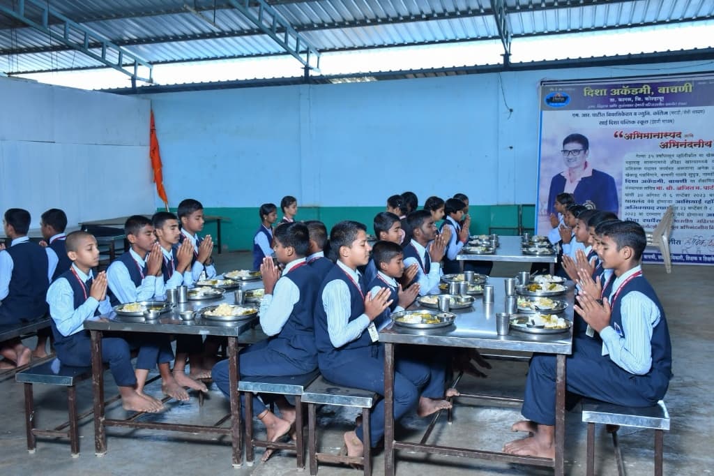 Students Dining Hall Prayer at Disha Academy