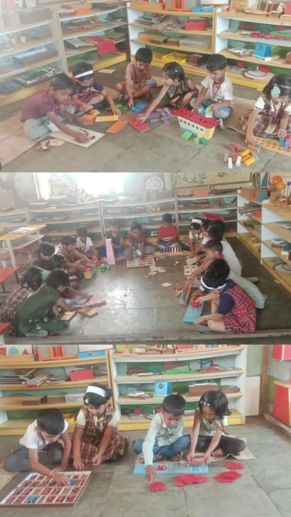 Students practicing activities in KREEDO Toy Lab at Disha Academy